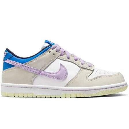 Nike Dunk Low GS Leather Unisex Sneaker Hakiki Deri Beyaz Mor Günlük Spor Ayakkabı