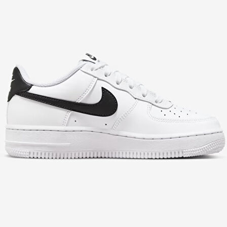 Nike Air Force 1 AF1 GS Leather Unisex Sneaker Swoosh Hakiki Deri Günlük Spor Ayakkabı Beyaz Siyah