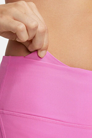 Nike Dri Fit Fast Mid Rise 7/8 Leggings Tight Kadın 3 Cepli Spor Tayt Pembe