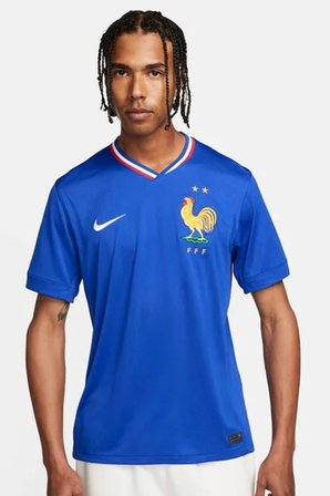 Nike FFF Dri-Fit 2024-2025 Home Stadium Mach Jersey Fransa İç Saha Futbol Forması Mavi