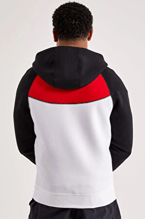 Nike Tech Fleece Full Zip Windrunner Unisex Hoodie Kapüşonlu Fermuarlı Sweatshirt Beyaz Kırmızı Siyah