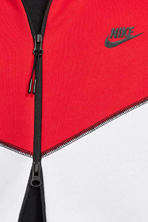 Nike Tech Fleece Full Zip Windrunner Unisex Hoodie Kapüşonlu Fermuarlı Sweatshirt Beyaz Kırmızı Siyah