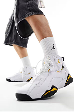 Nike Air Jordan True Flight Leather Mens Sneaker Hakiki Deri Günlük Spor Ayakkabı Beyaz