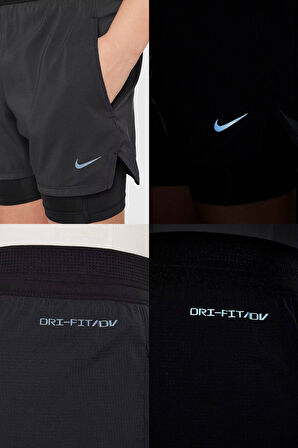 Nike Multi Tech Dri Fit ADV Genç Çocuk 2in Taytlı Antrenman Şortu Siyah