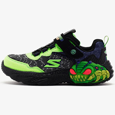 Skechers Creature Lights Kids Sneaker Lastik Bağcıklı Cırtlı Işıklı Yaratık Çocuk Ayakkabısı Siyah Yeşil