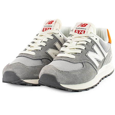 New Balance 574 Unisex Gray Leather Sneaker Günlük Hakiki Deri Spor Ayakkabı Gri
