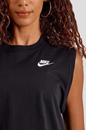 Nike Sportswear Club Women's Sleeveless Cropped Top Kadın Crop Kolsuz Tişört Siyah