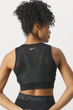 Nike Pro Women's Mesh Tight Fit Tank Top Black Kadın Transparan Spor Bustiyer Siyah