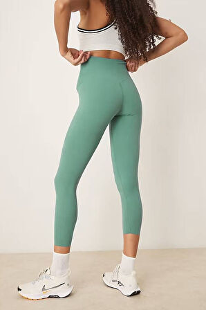 Nike Dri Fit Zenvy Gentle Support High Waisted 7/8 Leggings Kadın Yüksek Bel İç Cepli Spor Tayt Yeşil
