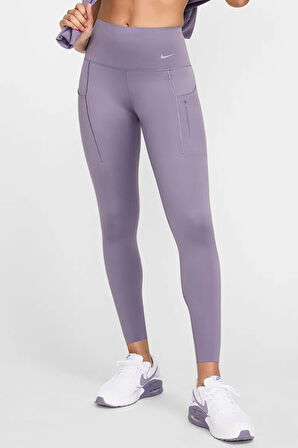 Nike Trainng Go Dri Fit İnfinaLock High Rise 7/8 Leggings 6 Cepli Toparlayıcı Yüksek Belli Reflektörlü Antrenman Taytı Mor