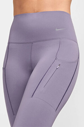 Nike Trainng Go Dri Fit İnfinaLock High Rise 7/8 Leggings 6 Cepli Toparlayıcı Yüksek Belli Reflektörlü Antrenman Taytı Mor