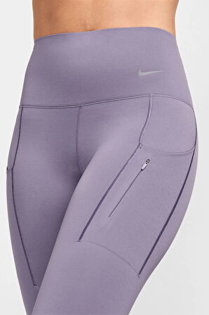 Nike Go Dri Fit İnfinaLock High Rise 7/8 Leggings 6 Cepli Toparlayıcı Yüksek Belli Reflektörlü Spor Tayt Mor