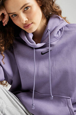 Nike Sportswear Phoenix Fleece Oversize Pullover Hoodie Kadın Kapüşonlu Bol Kesim Sweatshirt Mor