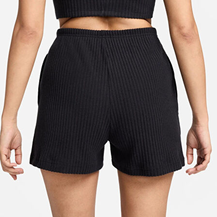 Nike Chill Rib High Rise Slim 3" Shorts Kadın Dar Kesim 7,5cm (yaklaşık) Fitilli Jarse Şort Siyah