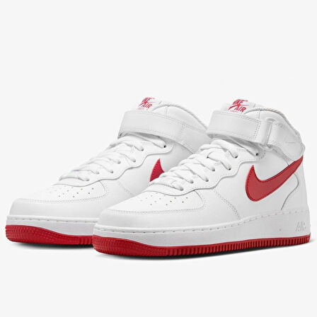 Nike Air Force 1 '07 Mid Leather Unisex Sneaker Hakiki Deri Yüksek Bilek Günlük Spor Ayakkabı Beyaz