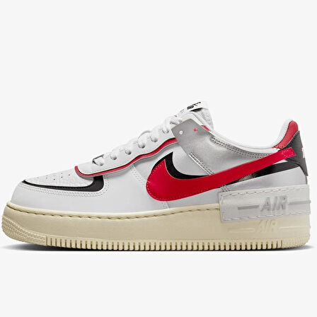 Nike Air Force 1 Shadow Sneaker Unisex Hakiki Deri Günlük Spor Ayakkabı Beyaz Kırmızı