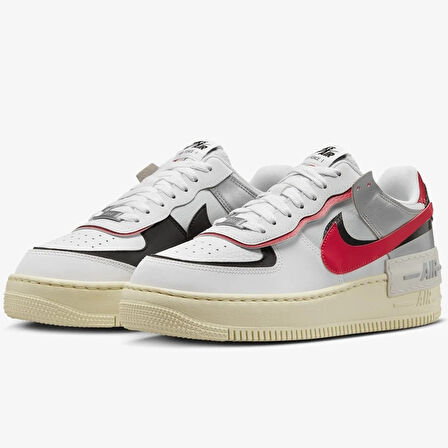 Nike Air Force 1 Shadow Sneaker Unisex Hakiki Deri Günlük Spor Ayakkabı Beyaz Kırmızı