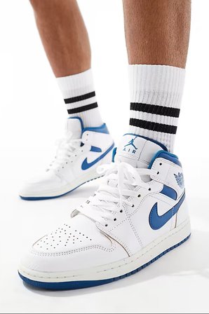 Air Jordan 1 Mid Special Edition Leather Unisex Sneaker Hakiki Deri Bilekli  Günlük Spor Ayakkabı Beyaz