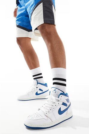 Air Jordan 1 Mid Special Edition Leather Unisex Sneaker Hakiki Deri Bilekli  Günlük Spor Ayakkabı Beyaz
