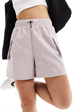 Nike Sportswear Essential Woven High Rise Loose Fit Cargo Short Kadın Dokuma Bol Kesim Kargo Cepli Şort Lila