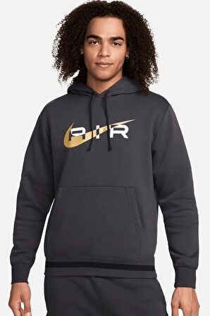 Nike Sportswear Air Fleece Hoodie Erkek Kapüşonlu Sweatshirt Antrasit