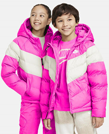 Nike Sportswear Sentetik Dolgulu Kapüşonlu Unisex Çocuk Montu Şişme Mont Pembe