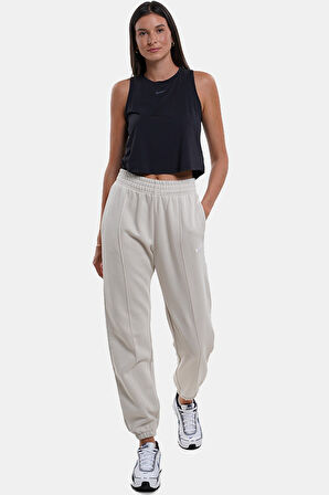 Nike Sportswear Regular Fit Pant Bol ve Uzun Kesim Eşofman Altı Beyaz Krem
