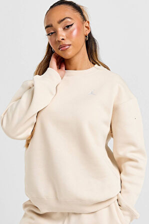 Nike Jordan Brooklyn Fleece Loose Fit Sweatshirt Kadın Bol Kesim Sweatshirt Bej