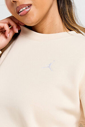 Nike Jordan Brooklyn Fleece Loose Fit Sweatshirt Kadın Bol Kesim Sweatshirt Bej