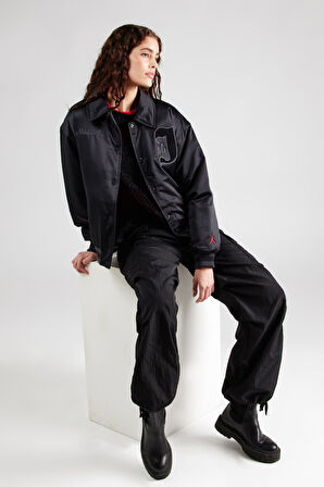 Nike Michael Jordan Varsity Loose Fit Bomber Jacket Black Kadın Bol Kesim Ceket Mont Siyah