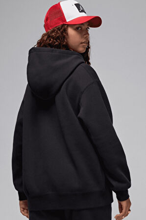 Nike Jordan Flight Fleece Po Loose Fit Womens Hoodie Kadın Kapüşonlu Sweatshirt Siyah