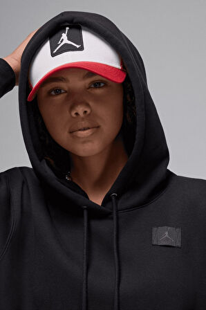 Nike Jordan Flight Fleece Po Loose Fit Womens Hoodie Kadın Kapüşonlu Sweatshirt Siyah