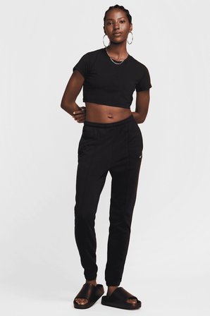 Nike Chill Knit Sup Crop Womens Tshirt Kadın Günlü Crop Tişört Siyah