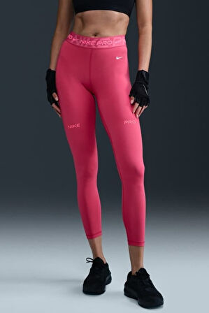 Nike Pro Mid Rise 7/8 Graphic Leggings Kadın Toparlayıcı Spor Tayt Pembe