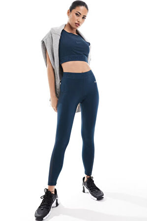 Nike Pro Women's Mesh Tight Fit Tank Top Kadın Transparan Spor Bustiyer Petrol Mavisi