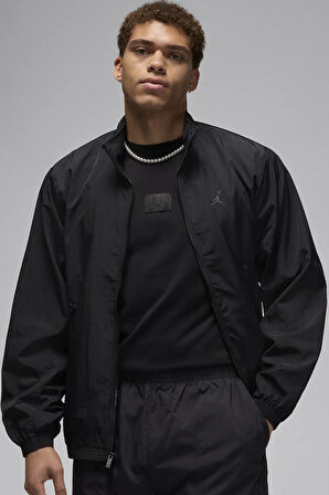 Nike Jordan Essentials Woven Full Zip Men's Loose Fit Jacket Erkek Büyük Beden Dokuma Spor Ceket Siyah