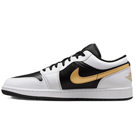 Nike Air Jordan 1 Low Leather Sneaker Hakiki Deri Unisex Günlük Spor Ayakkabı Siyah-Beyaz