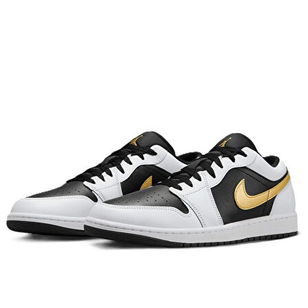 Nike Air Jordan 1 Low Leather Sneaker Hakiki Deri Unisex Günlük Spor Ayakkabı Siyah-Beyaz