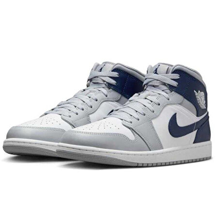 Nike Air Jordan 1 MİD Leather Sneaker Hakiki Deri Bilekli Günlük Spor Ayakkabı Gri