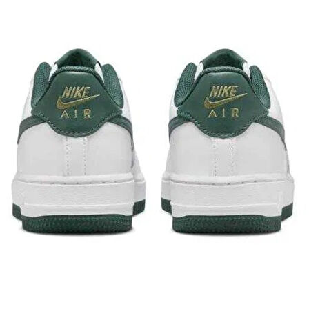 Nike Air Force 1 AF1 GS Leather Unisex Sneaker Yeşil Swoosh Hakiki Deri Günlük Spor Ayakkabı Beyaz Yeşil