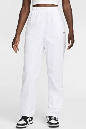 Nike NSW UV High Waisted Open Hem Zip Trousers Kadın Yüksek Bel Açık Paça Fermuarlı Eşofman Altı Beyaz