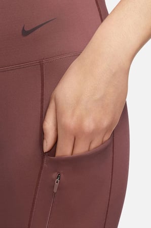 Nike Go Therma Fit Firm Support High Waisted 7/8 With Pockets Training Kadın Lazer Kesim 6 Cepli Toparlayıcı Tayt Kahverengi
