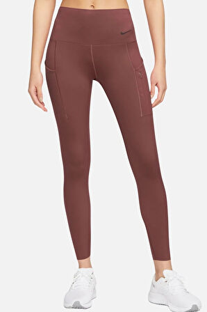 Nike Go Therma Fit Firm Support High Waisted 7/8 With Pockets Training Kadın Lazer Kesim 6 Cepli Toparlayıcı Tayt Kahverengi
