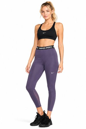 Nike Dri Fit Pro 365 Womens Tight File Detaylı Yüksek Bel Kadın Antreman Taytı Mor