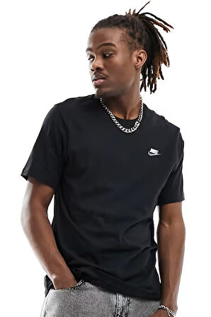 Nike Sportswear Club Men's T-Shirt Erkek Pamuklu Tişört Siyah