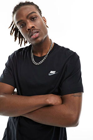 Nike Sportswear Club Men's T-Shirt Erkek Pamuklu Tişört Siyah