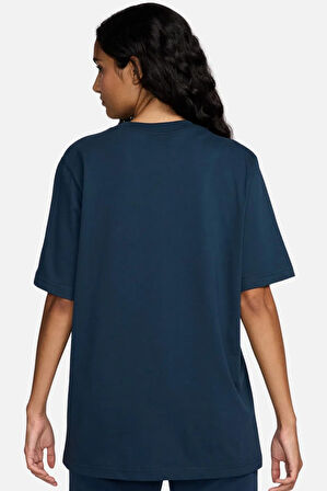 Nike Sportswear Phoenix Graphic Loose Short Sleeve Kadın Bol Kesim Pamuklu Tişört Lacivert