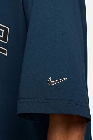 Nike Sportswear Phoenix Graphic Loose Short Sleeve Kadın Bol Kesim Pamuklu Tişört Lacivert