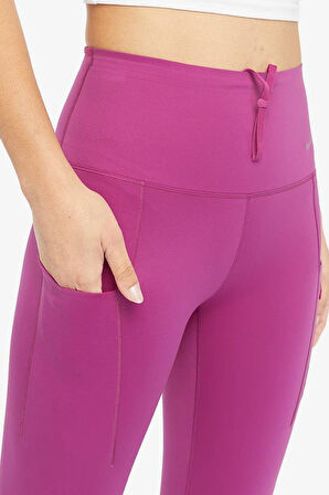 Nike Go Firm Support High Rise Full Length Kadın 6 Cepli Lazer Kesim Antreman Taytı Fuşya