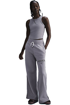 Nike Sportswear Phoenix Fleece High Rise Wide Leg Logo Pants Kadın Yüksek Bel Eşofman Altı Mor